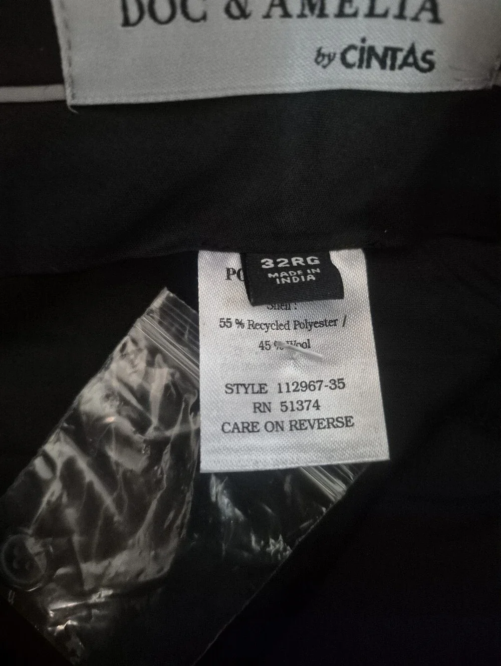 NWOT Doc & Amelia by Cintas Men's Black Dress Pants Size 32RG